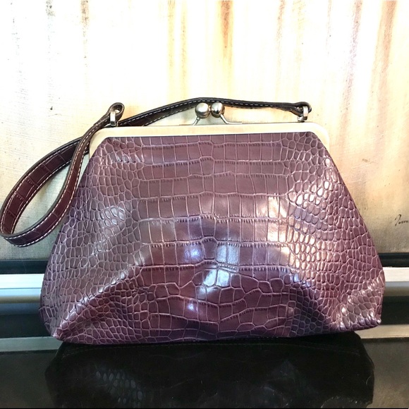 Vintage Nine West, Purple Croc Embossed Purse - Picture 3 of 5